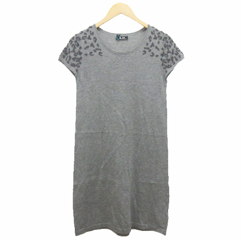 シネカノン Sinequanone ワンピース ニット ひざ丈 半袖 タイト スパンコール ウール混 T1 グレー レディース 0 ベクトルパーク