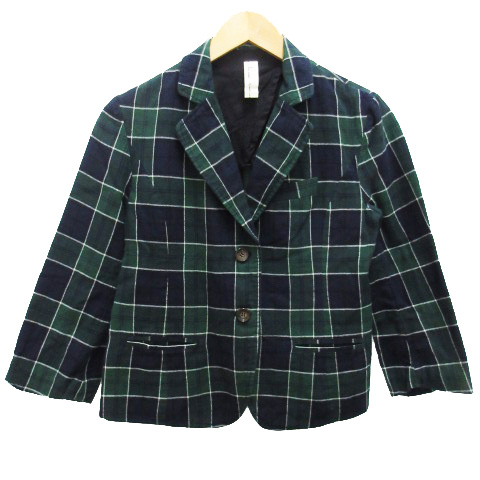 ニコアンド Niko And ジャケット テーラード シャツ チェック 七分袖 薄手 ショート丈 9 緑 グリーン レディース 0 ベクトルパーク