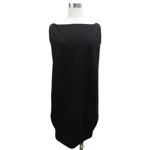 ヨーコチャン Yoko Chan ワンピース ノースリーブ ボートネック ミニ丈 コクーン タック レーヨン混 36 黒 ブラック レディース 0 ベクトルパーク