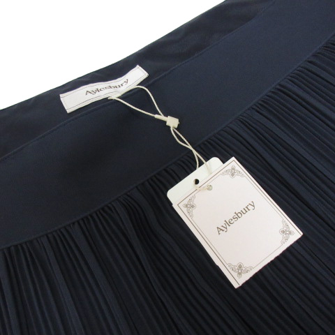未使用品 アリスバーリー Aylesbury スカート プリーツ 台形 シフォン 膝丈 大きいサイズ 15 紺 ネイビー レディース 0 ベクトルパーク