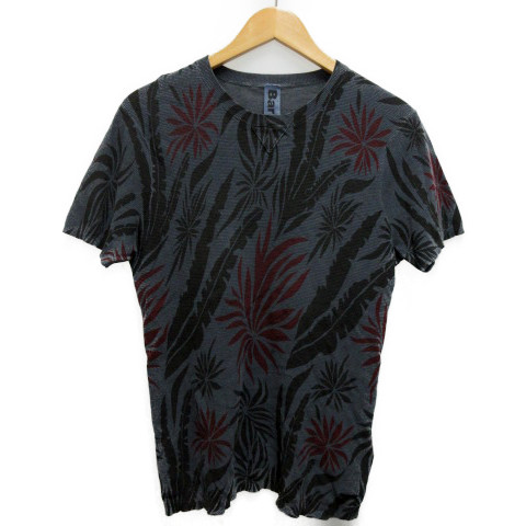 バーク Bark Tシャツ カットソー 半袖 クルーネック ワッフル ボタニカル 総柄 M グレー メンズ 0 ベクトルパーク