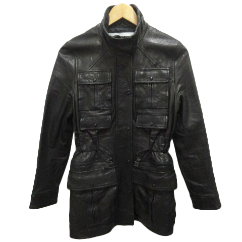 シャネル CHANEL レザージャケット ラムスキン ココマーク ギャザー 38