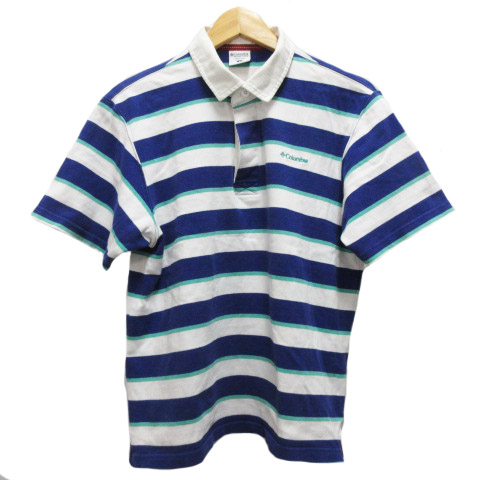 コロンビア Columbia ラガーシャツ ポロシャツ スポーツ 半袖 ボーダー S マルチカラー 青 ブルー 白 ホワイト メンズ 0 ベクトルパーク