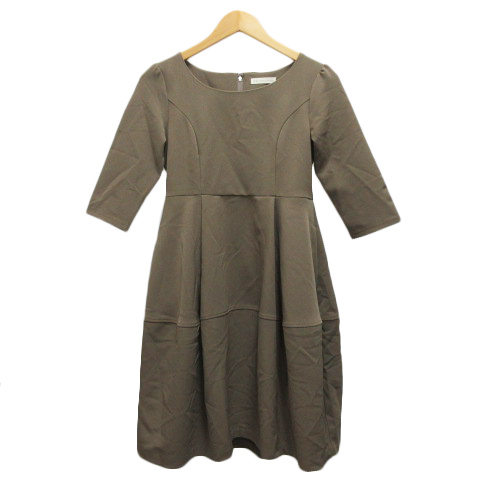 レジーナリスレ Regina Risurre ワンピース 膝丈 五分丈 クルーネック フレアスカート 38 茶 ブラウン レディース 0 ベクトルパーク