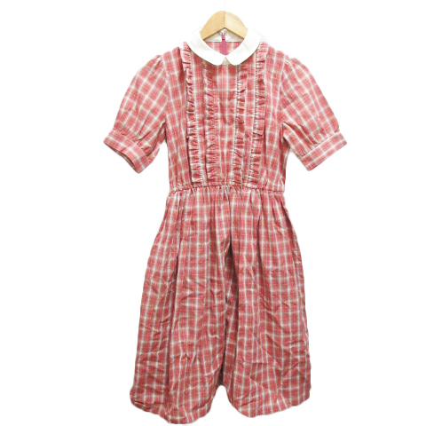 フィント Fi N T Fint ワンピース チェック 半袖 膝丈 フレア フリル F ピンク レディース 0 ベクトルパーク