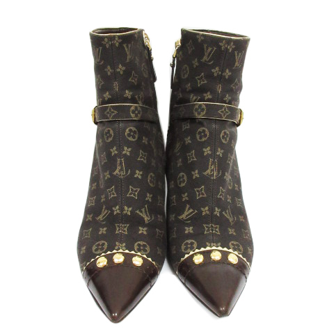 ルイヴィトン LOUIS VUITTON ショートブーツ NO0037 モノグラム ポイン  