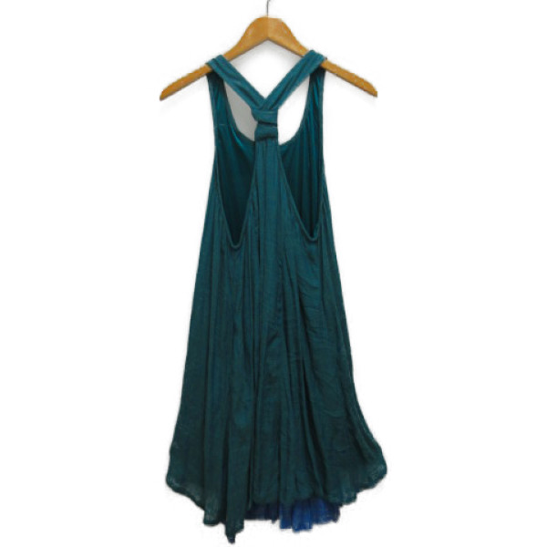 未使用品 アズノウアズ As Know As ワンピース ノースリーブ クルーネック フレア 緑 グリーン 青 ブルー レディース 0 ベクトルパーク