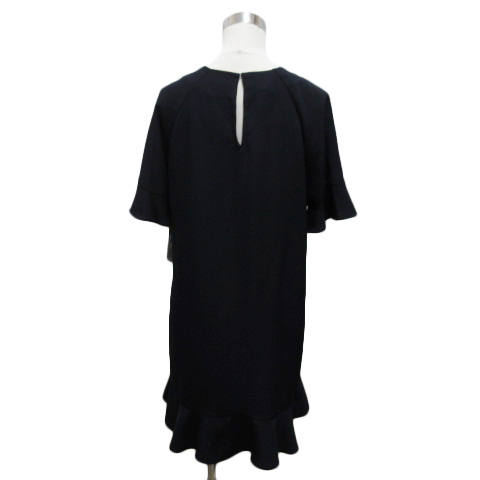 未使用品 ザラ Zara ワンピース ミニ丈 半袖 ボートネック フリル S 紺 ネイビー レディース 0 ベクトルパーク