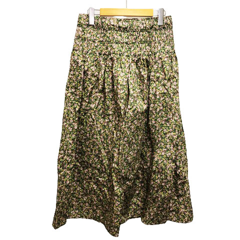 ザラ Zara ロングスカート 花柄 フレア コットン S 緑 グリーン マルチカラー レディース 0 ベクトルパーク