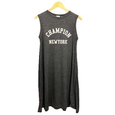 チャンピオン Champion ワンピース ノースリーブ クルーネック プリント 英字 膝丈 160 グレー キッズ 0 ベクトルパーク