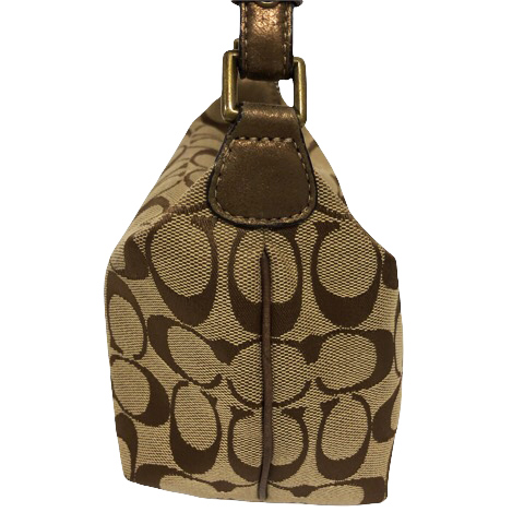 コーチ COACH ハンドバッグ ミニ ポーチ シグネチャー ワンポイント 茶  