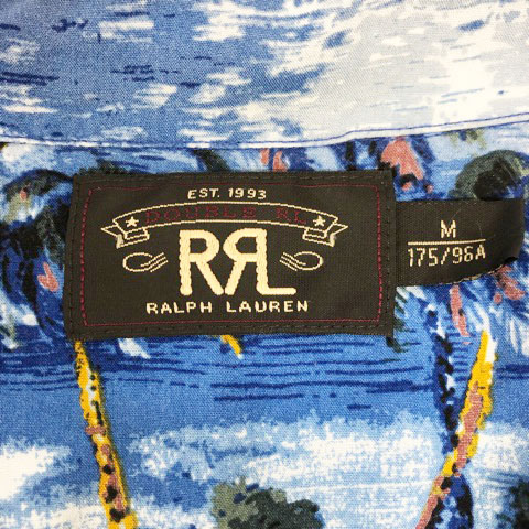 ダブルアールエル RRL アロハシャツ オープンカラー 飛行機柄 総柄