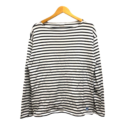 オーチバル Orcival オーシバル Tシャツ ボートネック ボーダー ワンポイント ロゴ 長袖 4 白 ホワイト 黒 ブラック メンズ 0 ベクトルパーク