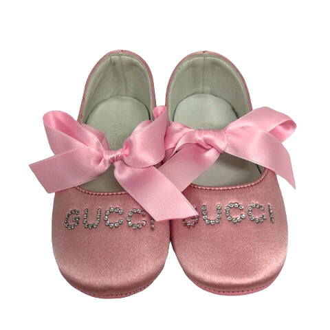 グッチ GUCCI ベビーシューズ ルームシューズ リボン ラインストーン  