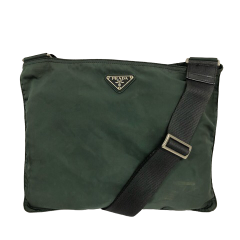 プラダ PRADA ショルダーバッグ ナイロンバッグ ロゴ金具 緑 カーキ  
