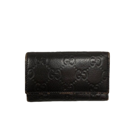 グッチ GUCCI 260989 シマレザー キーケース 6連 GGシグネチャー ロゴ 