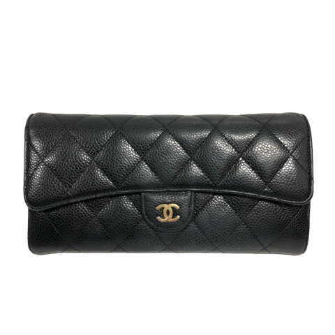 シャネル CHANEL マトラッセ キャビアスキン 長財布 ロングウォレット 