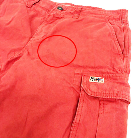 napapijri ハーフパンツ ショートパンツ ワンポイント 刺繍 膝丈 31 赤