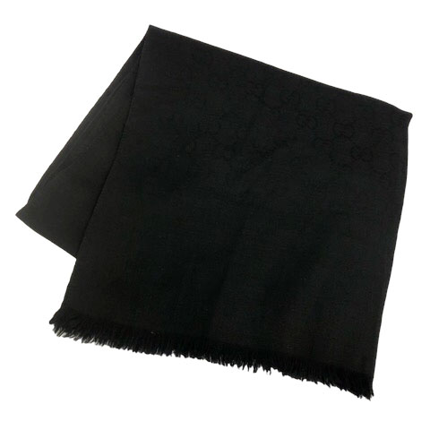 グッチ GUCCI ストール ショール マフラー GG柄 フリンジ シルク混  