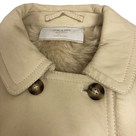 PRADA プラダ ムートン ボア襟 ニット コート 美品 PRADA プラダ ムートン ボア襟 ニット コート 美品