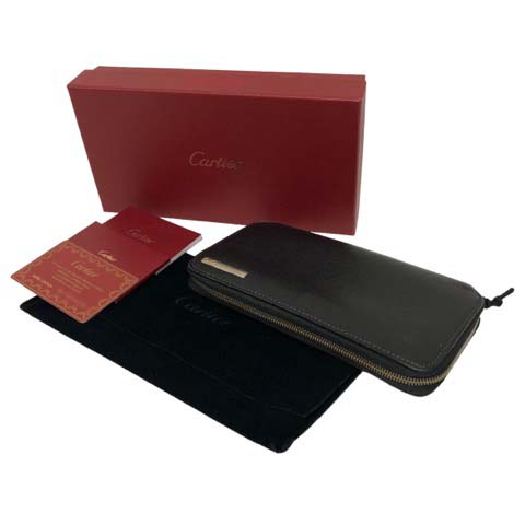⭐️未使用級⭐️　カルティエ　サントス　ロングウォレット　ラウンドファスナー　黒 Cartier カルティエ 長財布 ラウンドファスナー サントス ドゥ