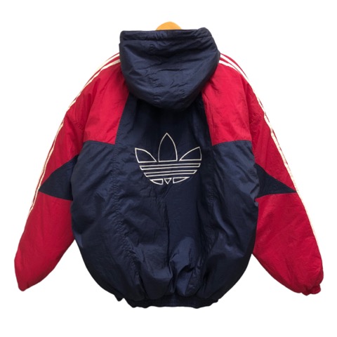 アディダス adidas ナイロンジャケット 長袖 無地 ライン ロゴ刺繍 L  