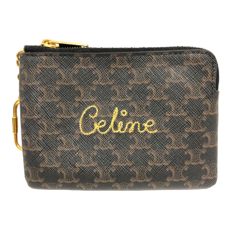 セリーヌ CELINE 美品 ミニ財布 コインポーチ キーフック付 トリオンフ 