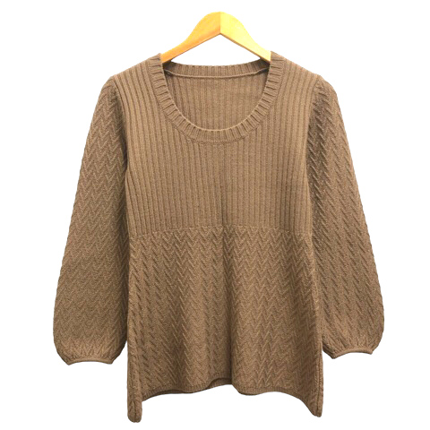 オットー OTTO ニット セーター ウール混 フレア Uネック 長袖 M 茶 