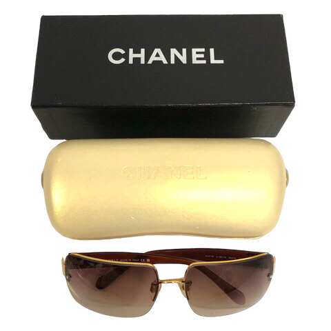 シャネル サングラス ココマーク 4107-B 縁なし 箱付き