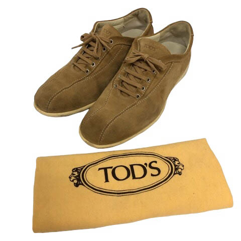 トッズ TOD'S スニーカー ローカット スエード 無地 36 1/2 茶