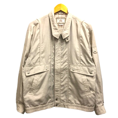 vintage club ジャケット ブルゾン 長袖 薄手 無地 L グレー ベージュ  