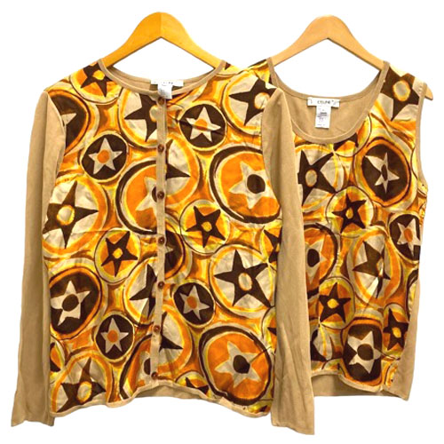 CELINE セリーヌ アンサンブル カーディガン ノースリーブニット シルク セリーヌ CELINE アンサンブルニット シルク カーディガン カットソー