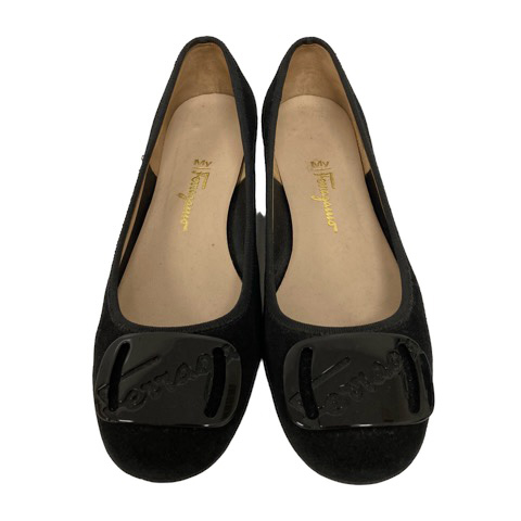 フェラガモローヒールパンプスロゴ入プレート新品