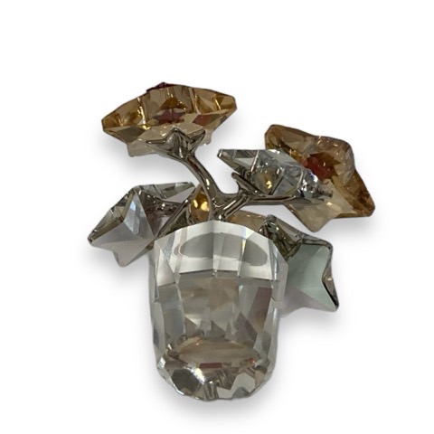 スワロフスキー SWAROVSKI オブジェ 置物 クリスタル フラワー 中古A 