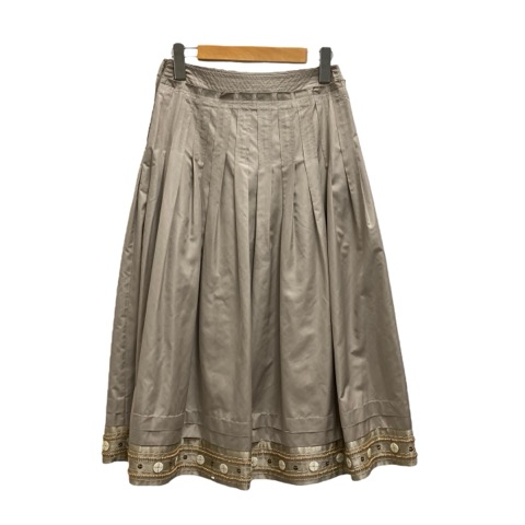 ヒロココシノ HIROKO KOSHINO フレアスカート ひざ丈 ビーズ装飾  