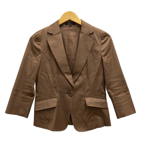 ブラウン テーラードジャケット コットン混紡