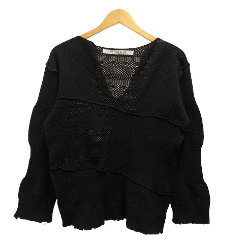 パーバーズ PERVERZE セーター Patch Knit Top ダメージ加工  