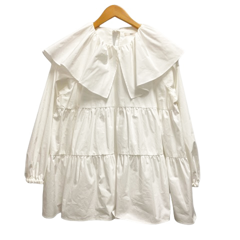 中古】ヨリ yori リボンタイブラウス シャツ 長袖 38 M 白 ホワイト 