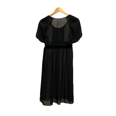 エポカ EPOCA ワンピース ひざ丈 半袖 クルーネック 無地 シアー 40 黒