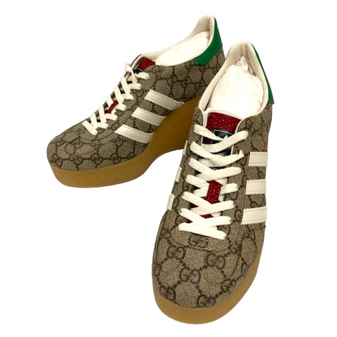 未使用品 グッチ GUCCI ×アディダス adidas 725655 ガゼル パテント 