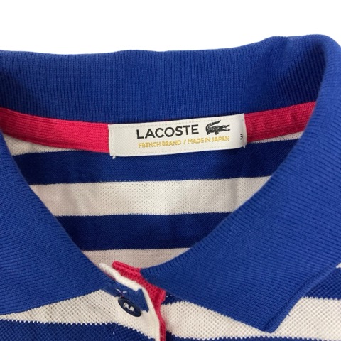 ラコステ LACOSTE ミニワンピース 半袖 ボーダー ロゴ刺繍