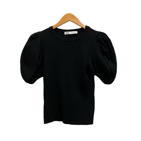ザラ ZARA ニット セーター 半袖 クルーネック 無地 3519/002/800/M M 
