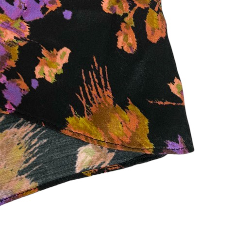 【中古】未使用品 トゥモローランド NO.6STORE ラップワンピース シルク混 花柄 ロング丈 七分袖 S 黒 ブラック 紫 パープル レディース 未使用品 トゥモローランド TOMORROWLAND NO.6STORE ラップワンピース