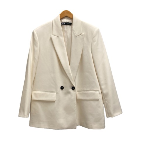 未使用タグ付◆ZARA ザラ テーラードジャケット ◆アイボリー ホワイト46 ZARA ザラ 春秋 レディース 用 大きめ シルエット テーラード