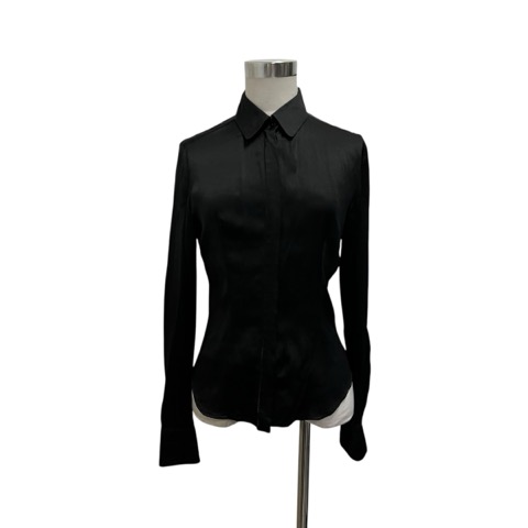 マックスマーラ MAX MARA シャツ 長袖 無地 シルク 32/52/800 38 黒