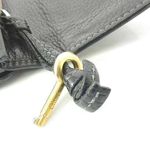 クロエ CHLOE パディントン 長財布 二つ折り 鍵付き レザー 革 黒