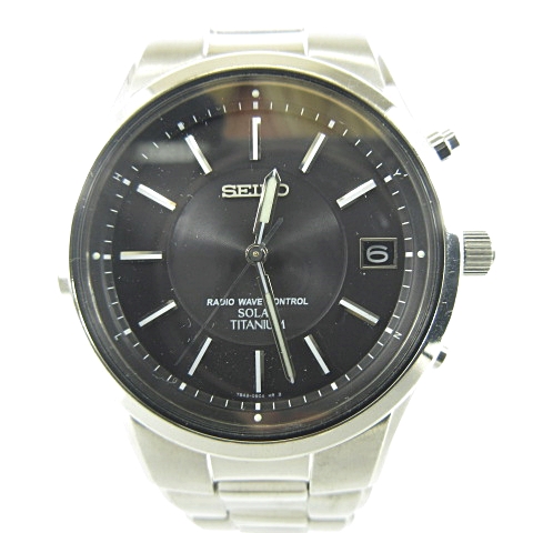 セイコー Seiko スピリット ソーラー 電波 アナログ デイト チタン 黒文字盤 3針 腕時計 時計 7b42 0an0 シルバー M 022 ベクトルパーク