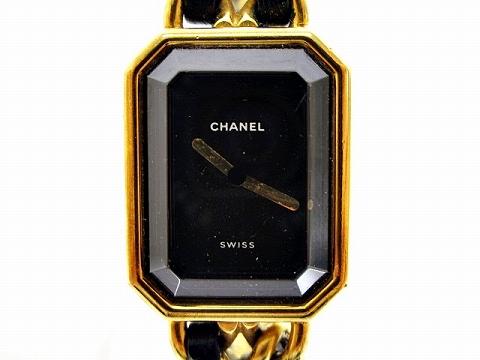 シャネル Chanel Premiere Plaque Or G M 1987 プルミエール M クォーツ 腕時計 ゴールド 黒文字盤 竜頭欠品 難有 ジャンク品 Yk レディース 022 ベクトルパーク