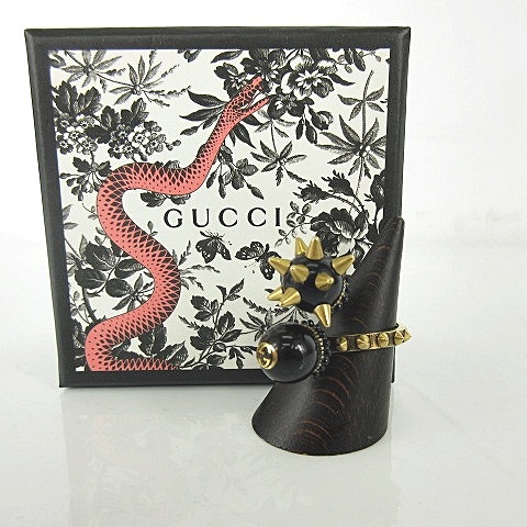 グッチ GUCCI 美品 スパイクボール スタッズ カラー ストーン リング 