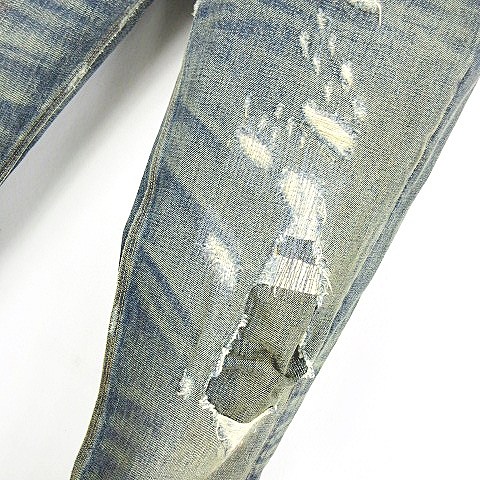 RRL デニムペインターパンツ ヴィンテージダメージリペア加工 RRL(ダブルアールエル) リペア加工デニムパンツ インディゴ
